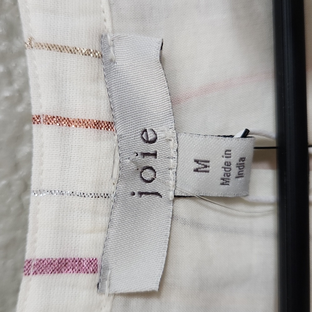 New JOIE "SEMRA" PORCELAIN METALLIC STRIPED BELTED TUNIC DRESS SIZE MED - Picture 7 of 14